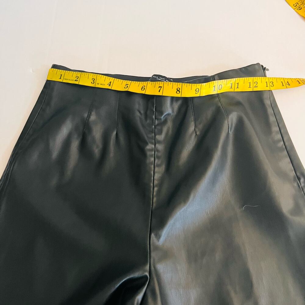 Zara Hihj Rise Faux Leather Slim Straight Leg Pants Size M Medium Black - Picture 10 of 12